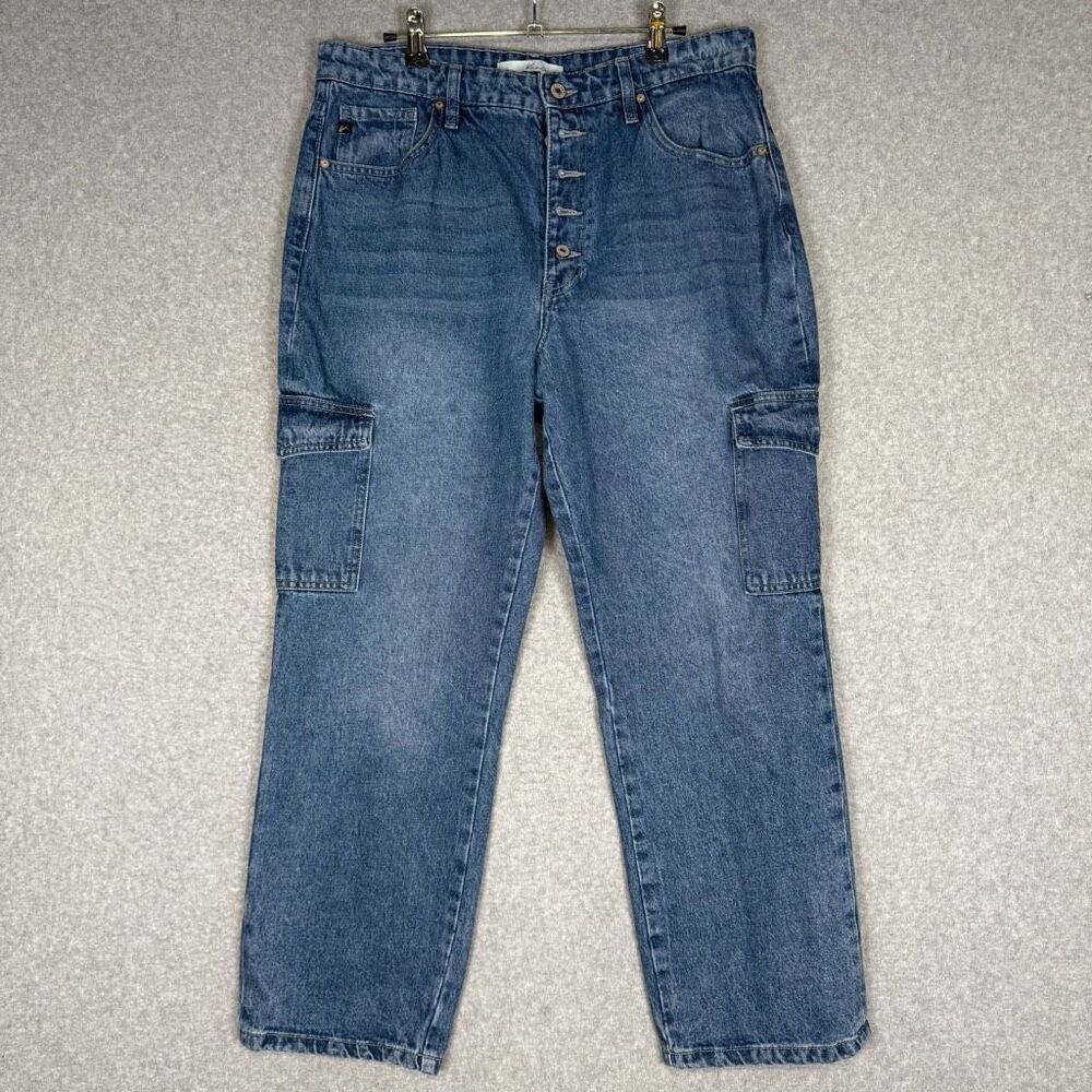 Kancan Women's Size 13/30 Medium Wash Carpenter Utility Jeans Cotton